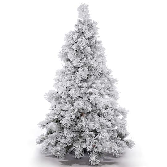 4.5ft. Unlit Flocked Alberta Pine with Pinecones Artificial Christmas Tree